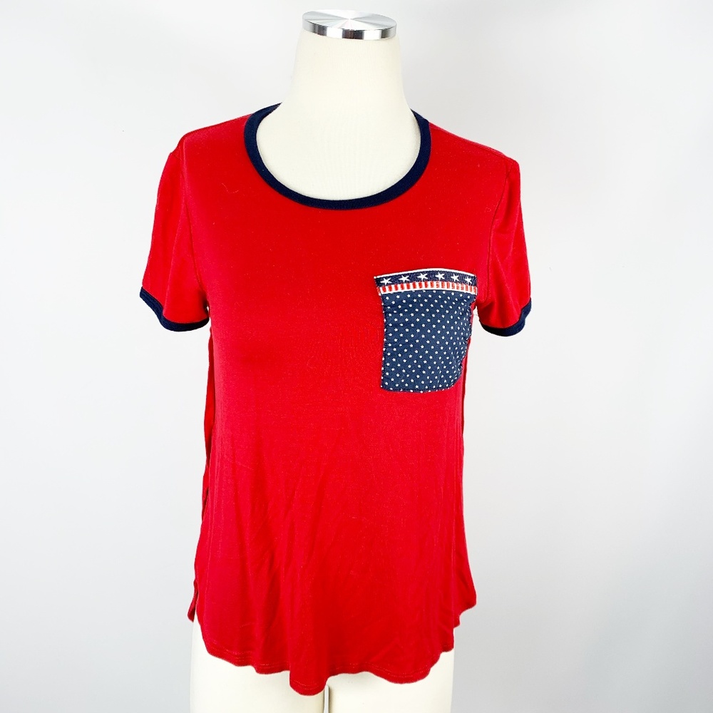 mm mm mm Medium Blouse USA American Red Flag